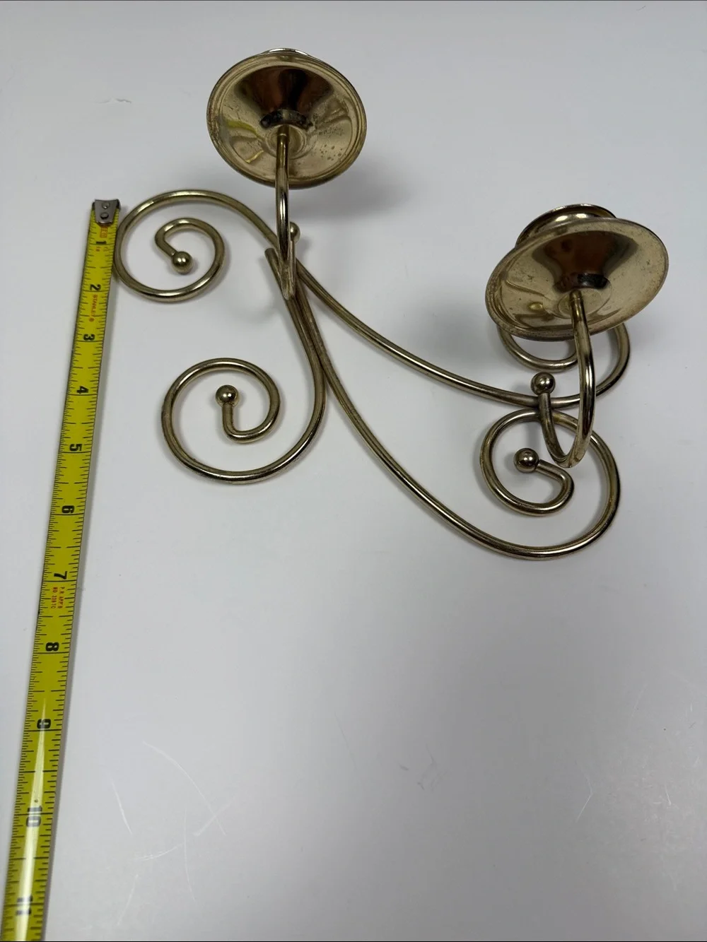 Vintage Gold Tone Wall Sconce Candle Holders Set of 2 Scroll Metal Taper Candle